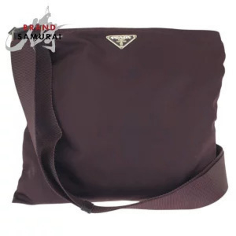 Prada Tessuto triangular plate wine red Burgundy Red shoulder bag messenger